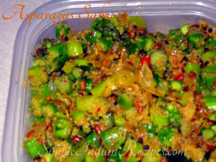 Asparagus Sabzi Asparagus Poriyal / Thoran Simple Indian Recipes